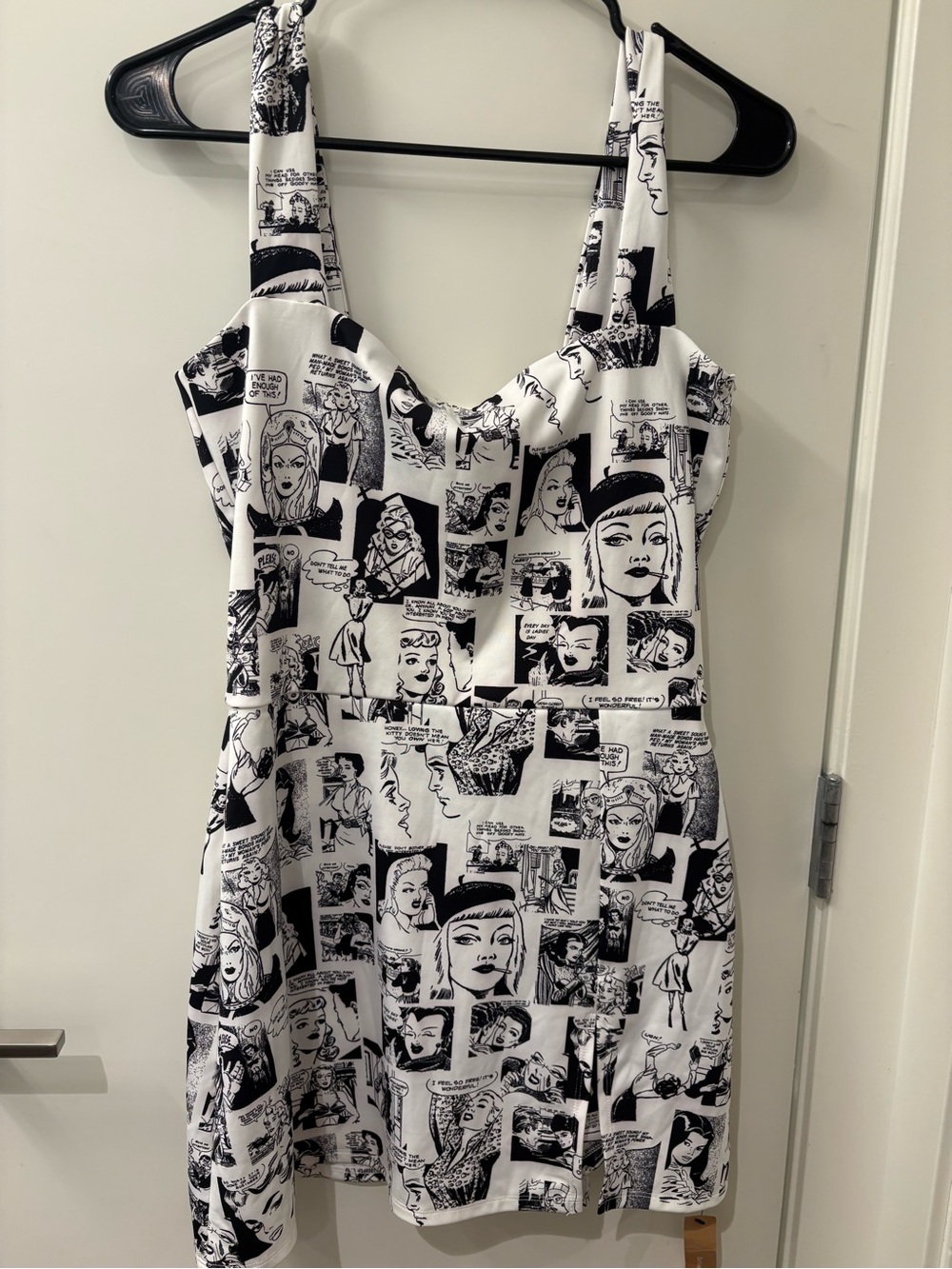 Reformation Black & White Comic Print Mini Romper